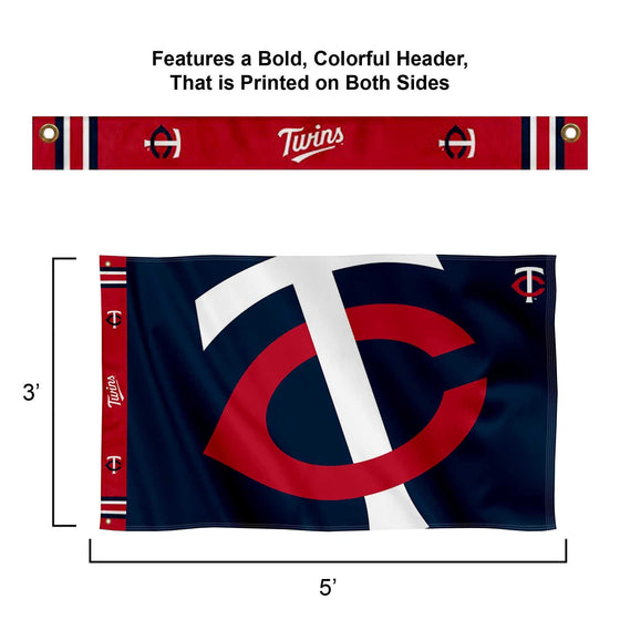 WinCraft Minnesota Twins Printed Header Flag 3x5 Banner