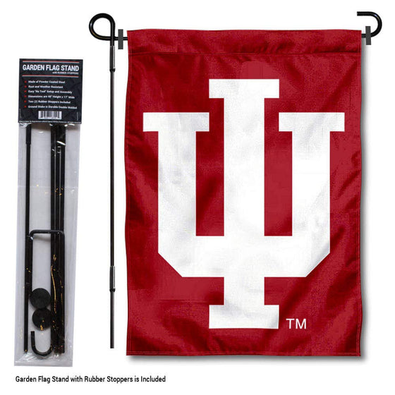 College Flags & Banners Co. Indiana Hoosiers IU Logo Garden Flag with Pole Stand Holder