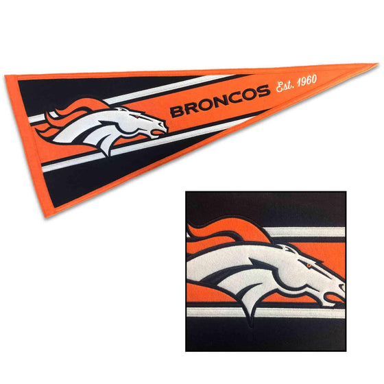 WinCraft Denver Broncos Embroidered and Sewn Pennant