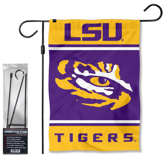 Louisiana State LSU Tigers Garden Banner Flag with Flag Pole Stand Set