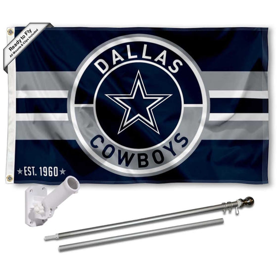 WinCraft Dallas Cowboys Patch Logo Flag Pole and Bracket Mount Kit