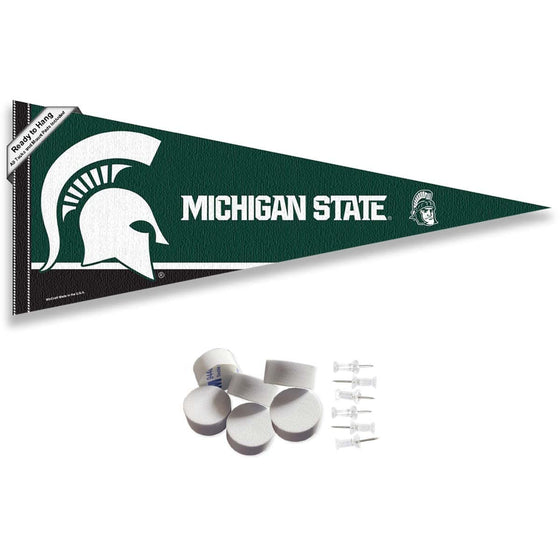 College Flags & Banners Co. Michigan State Spartans Pennant Flag and Wall Tack Mount Pads