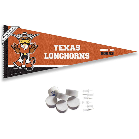 College Flags & Banners Co. Texas Longhorns Bevo Mascot Pennant Flag and Wall Tack Mount Pads