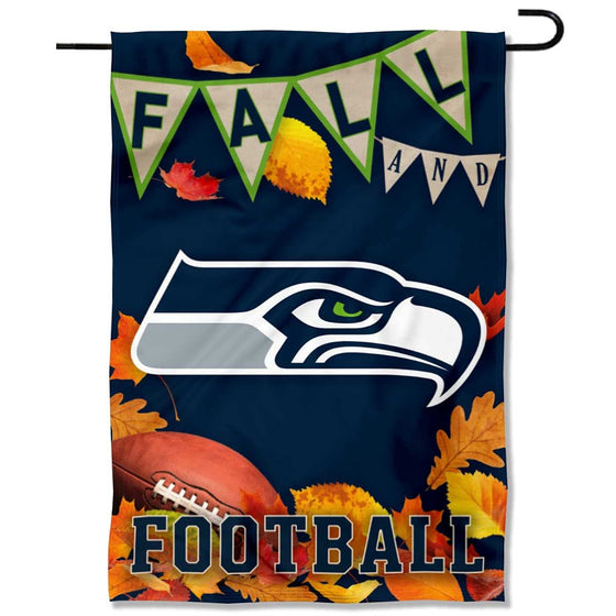 WinCraft Seattle Seahawks Fall Leaves Decorative Football Garden Flag Double Sided Banner