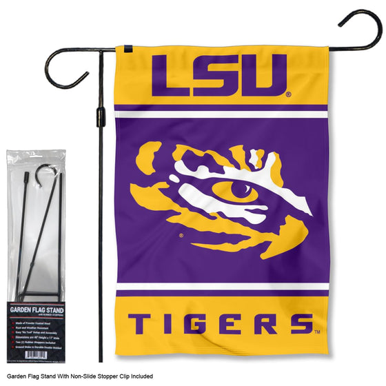 Louisiana State LSU Tigers Garden Banner Flag with Flag Pole Stand Set