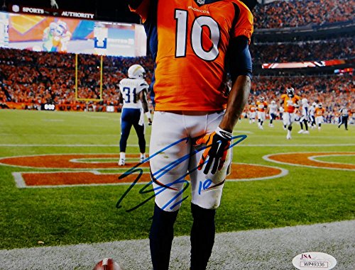 Emmanuel Sanders Autographed Denver 8x10 Saluting PF. Photo- JSA W Auth