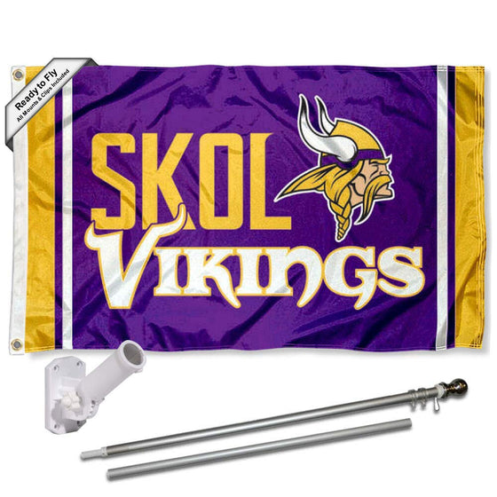 WinCraft Minnesota Vikings SKOL Flag Pole and Bracket Mount Kit