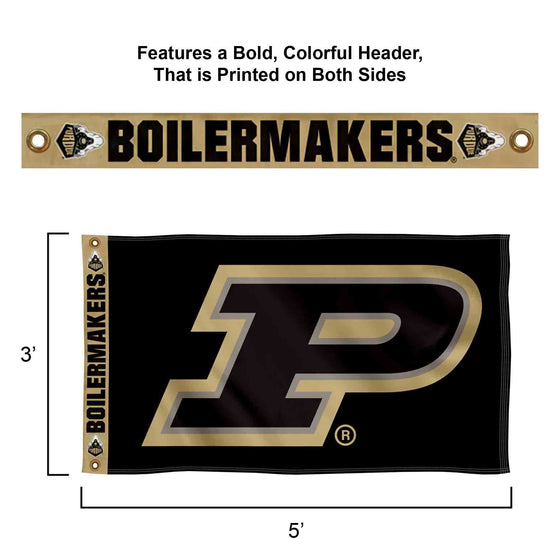 College Flags & Banners Co. Purdue Boilermakers Printed Header 3x5 Foot Banner Flag