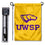 College Flags & Banners Co. UW Stevens Point Pointers Logo Garden Flag and USA Flag Stand Pole Holder Set