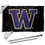 College Flags & Banners Co. Washington Huskies Black Flag with Pole and Bracket Kit