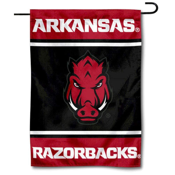 College Flags & Banners Co. Arkansas Razorbacks Garden Flag and USA Flag Stand Pole Holder Set