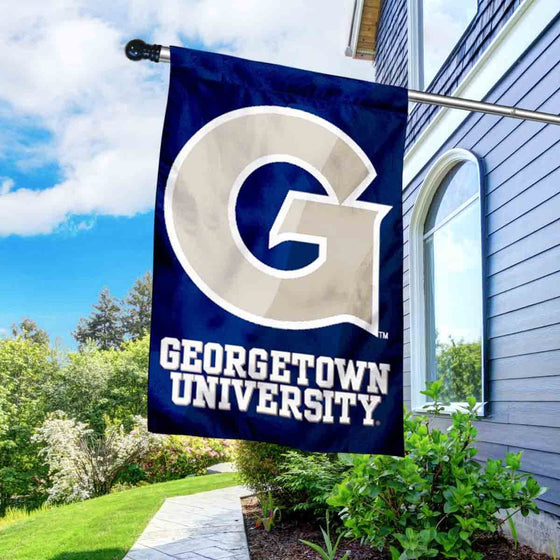 College Flags & Banners Co. Georgetown Hoyas House Flag with Flag Pole Set