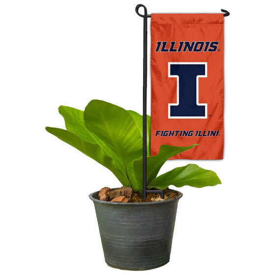 College Flags & Banners Co. Illinois Fighting Illini Mini Garden and Flower Pot Flag Topper