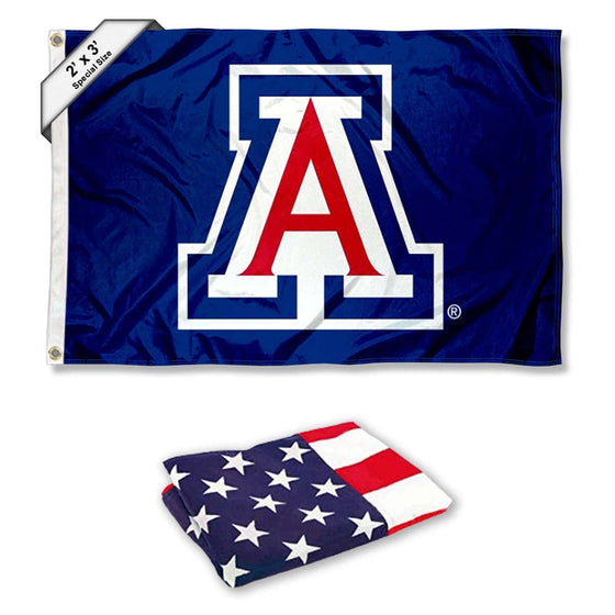 Arizona Wildcats Small 2'x3' Flag and USA 3x5 Flag Set