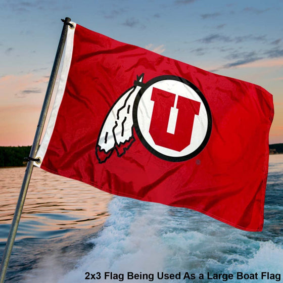 College Flags & Banners Co. Utah Utes 2x3 Foot Small Flag and USA 3x5 Flag Set