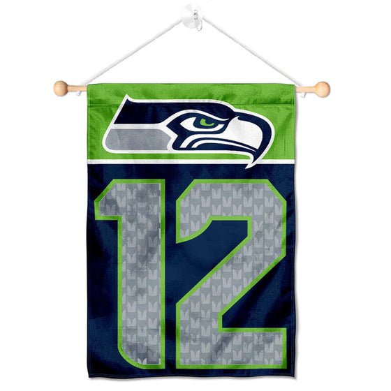 Seattle Seahawks 12th Man Banner Window Wall Hanging Flag with Suction Cup