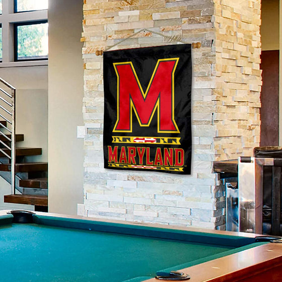 College Flags & Banners Co. Maryland Terrapins Double Sided House Flag and Wood Banner Pole Set