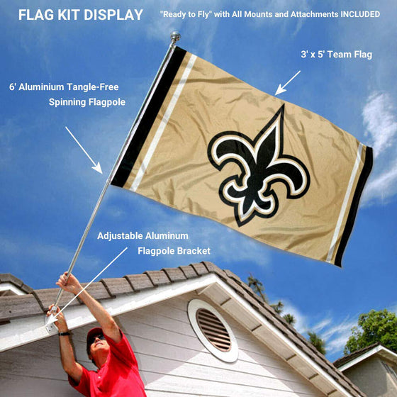 WinCraft New Orleans Saints Old Gold Flag Pole and Bracket Kit