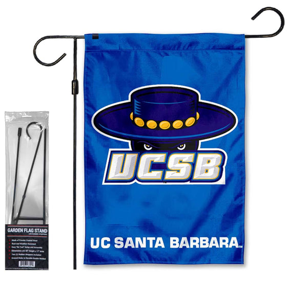 College Flags & Banners Co. UCSB Gauchos Garden Flag and Flag Stand Holder Flagpole Set