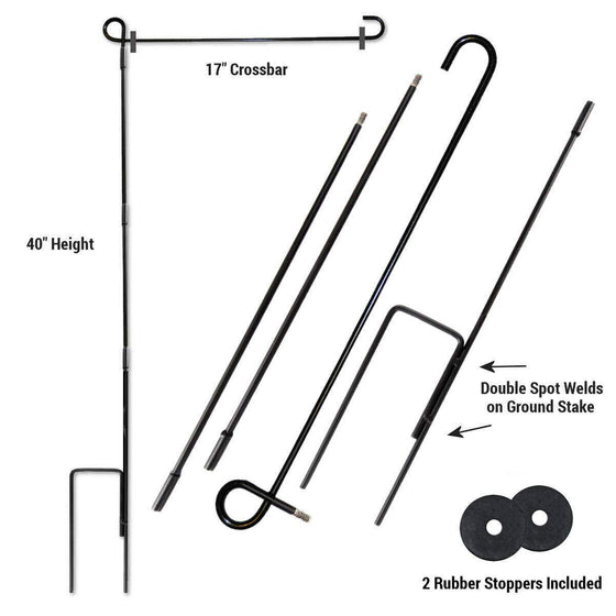 College Flags & Banners Co. UW Stevens Point Pointers Logo Garden Flag and USA Flag Stand Pole Holder Set