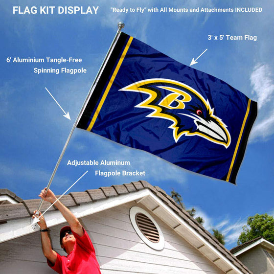 WinCraft Baltimore Ravens Flag Pole and Bracket Kit