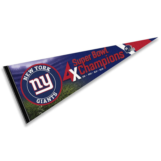 WinCraft New York Giants 4 Time Bowl Champions Pennant Banner Flag