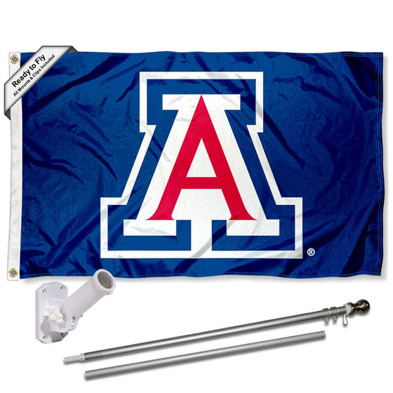 College Flags & Banners Co. Arizona Wildcats Blue Flag with Pole and Bracket Kit