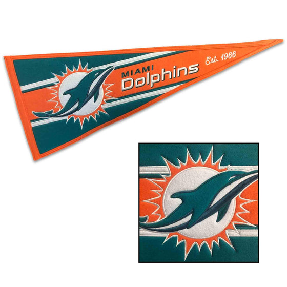 WinCraft Miami Dolphins Embroidered and Sewn Pennant