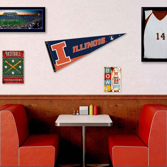 College Flags & Banners Co. Illinois Fighting Illini Pennant Flag and Wall Tack Mount Pads