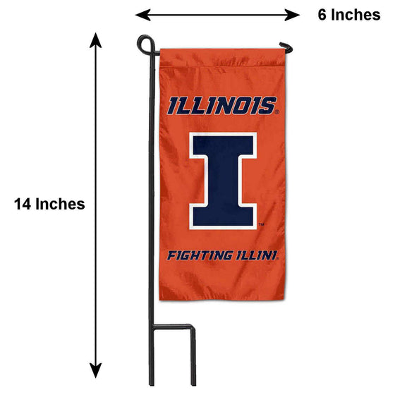 College Flags & Banners Co. Illinois Fighting Illini Mini Garden and Flower Pot Flag Topper