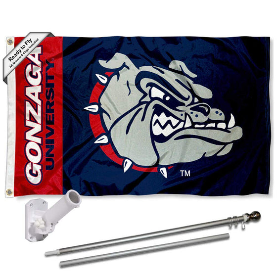 College Flags & Banners Co. Gonzaga Bulldogs Flag with Pole and Bracket Complete Set