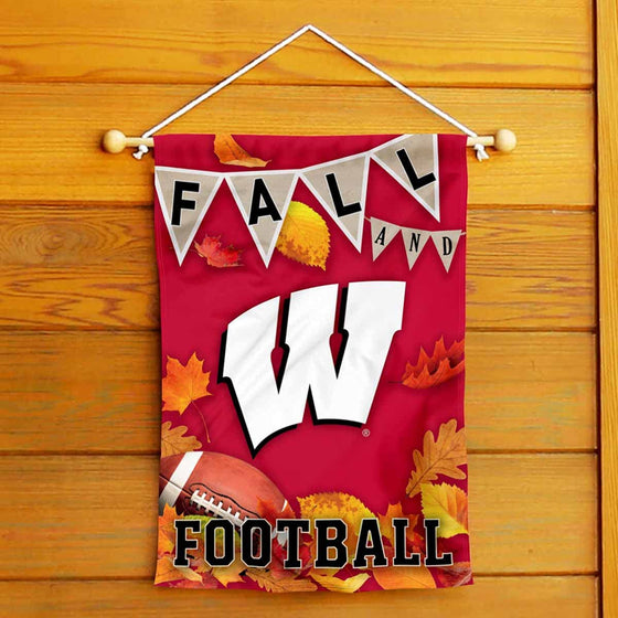 College Flags & Banners Co. Wisconsin Badgers Fall Leaves Football Season Garden Yard Flag