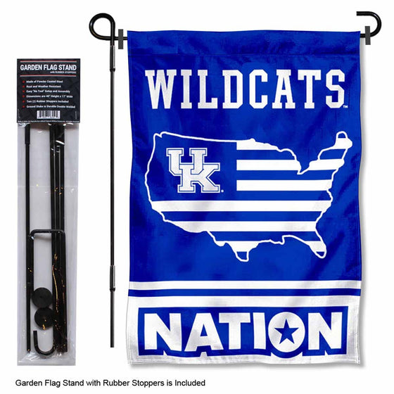 College Flags & Banners Co. Kentucky Wildcats Stars and Stripes Garden Flag with Stand Holder