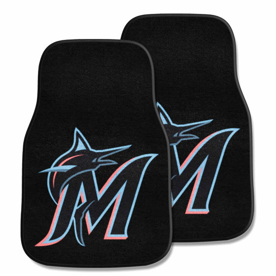 Miami Marlins Front Carpet Car Mat Set - 2 Pieces