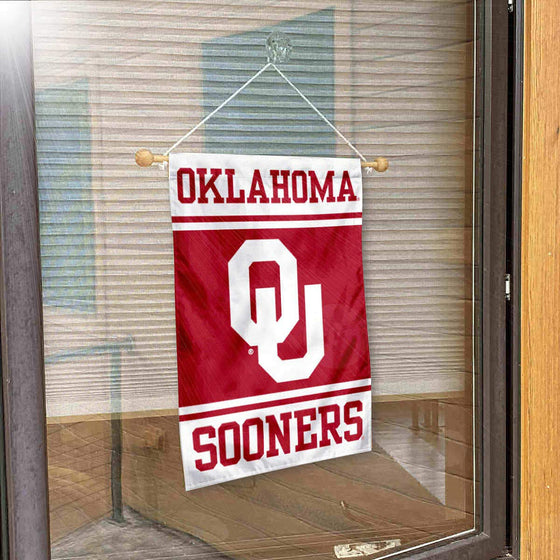 College Flags & Banners Co. Oklahoma Sooners Window Wall Banner Hanging Flag with Suction Cup