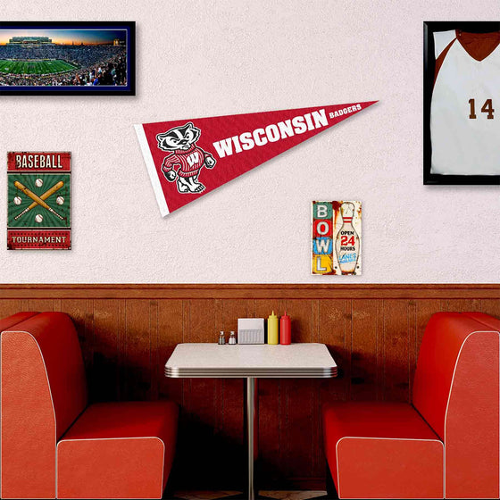 College Flags & Banners Co. Wisconsin Badgers Bucky Mascot Pennant Flag and Wall Tack Mount Pads