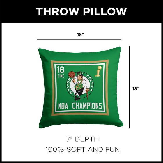 Northwest NBA Boston Celtics NBA Champions 2024 Pillow, 18" x 18", Historic