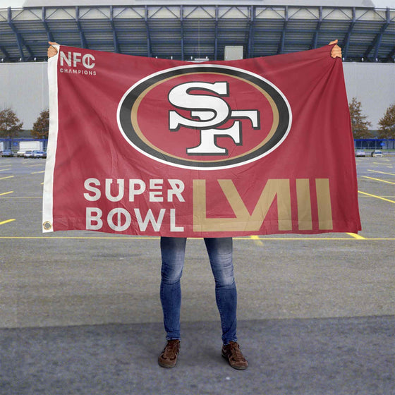 WinCraft San Francisco 49ers 2024 Super Bowl Bound and NFC Champions Flag Outdoor Indoor 3x5 Foot Banner