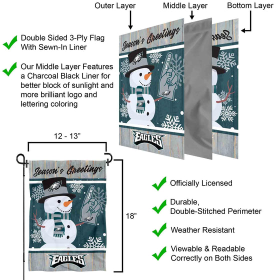 Philadelphia Eagles Holiday Winter Snow Garden Flag Double Sided Banner