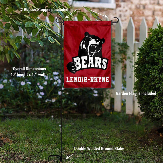 College Flags & Banners Co. Lenoir Rhyne Bears Garden Flag and USA Flag Stand Pole Holder Set