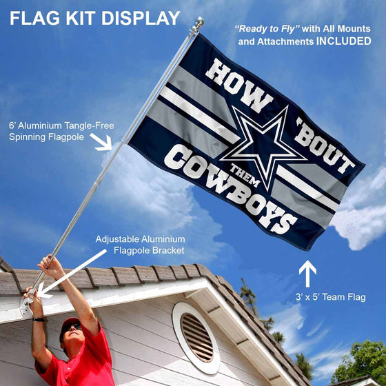 WinCraft Dallas Cowboys How Bout Them Flag Pole and Bracket Mount Kit