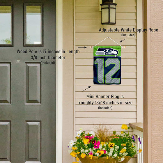 Seattle Seahawks 12th Man Banner Window Wall Hanging Flag with Suction Cup