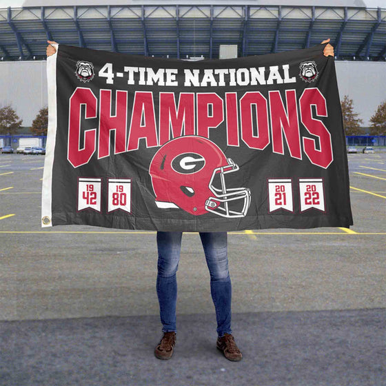 Georgia Bulldogs 2022 Four-Time College Football Champions Banner Flag