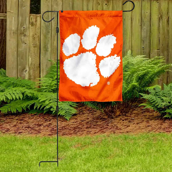 College Flags & Banners Co. Clemson Tigers Paw Garden Banner Flag with Stand Pole Holder