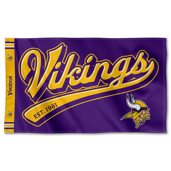 WinCraft Minnesota Vikings Script Logo Premium Flag