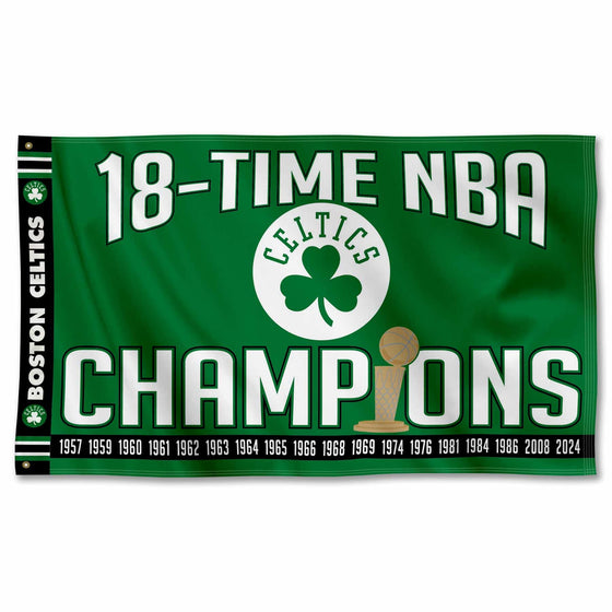 WinCraft Boston Celtics 18 Time NBA Champions Printed Header 3x5 Premium Banner Flag