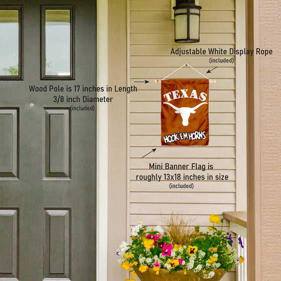 College Flags & Banners Co. Texas Longhorns Hook Em Banner for Windows Doors and Walls