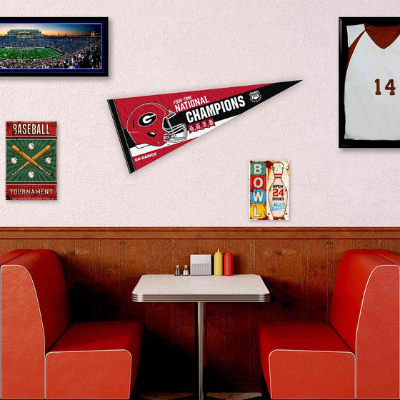 Georgia Bulldogs College Football 4 Time National Champions Pennant Banner Flag