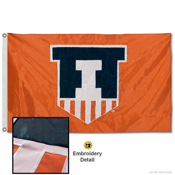 College Flags & Banners Co. Illinois Fighting Illini Embroidered and Stitched Nylon Flag