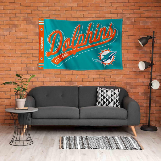 WinCraft Miami Dolphins Script Logo Premium Flag